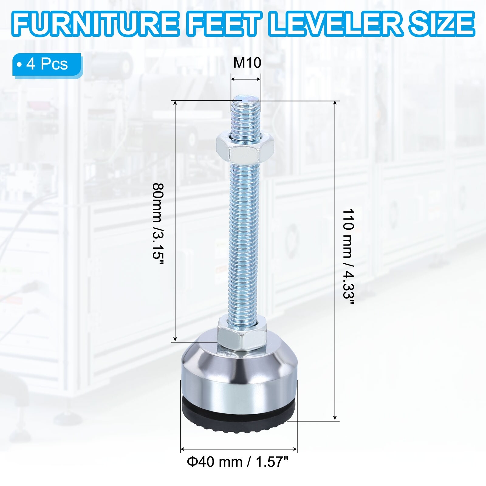4 Pcs Furniture Leveling Feet M12 Thread Adjustable Furniture Levelers
