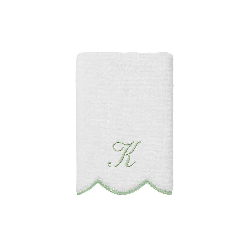 Authentic Hotel and Spa 100% Turkish Cotton Green ADORNIA Scallop Personalized 3 Piece Towel Set - 3 Piece Set