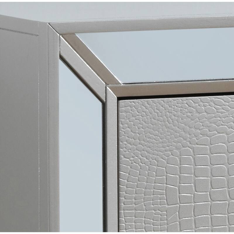 Silver Champagne Nightstand with Durable Construction, Modern Accent Bedside Table for Bedroom Storage and Convenience