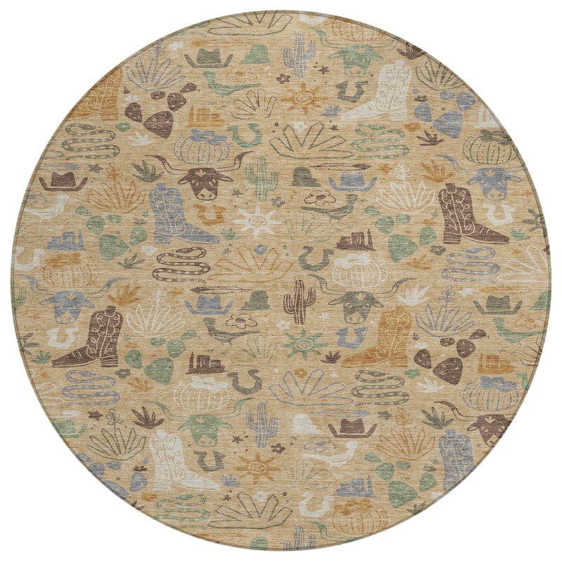 Machine Washable Indoor/ Outdoor Modern Ranch Chantille Rug