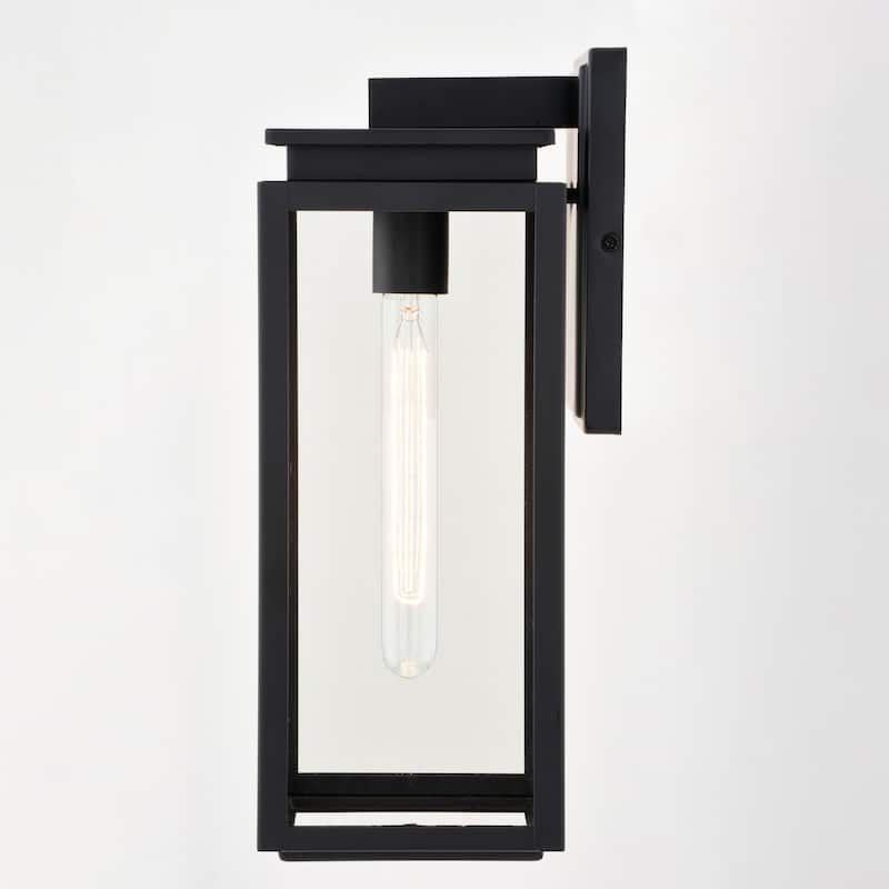 VAXCEL Uptown 1-Light Matte Black Transitional Outdoor Wall Sconce made of Durable Metal, Clear Glass Shade, LED Compatible