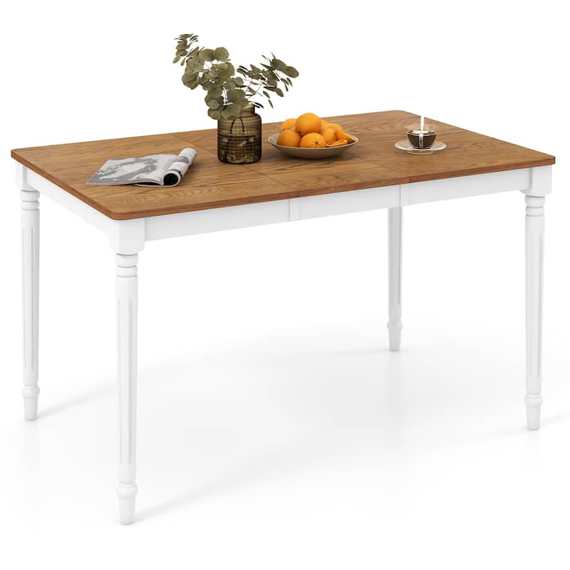Gymax Extendable Dining Table Folding Kitchen Table for 4-8 People w/ - White + Walnut