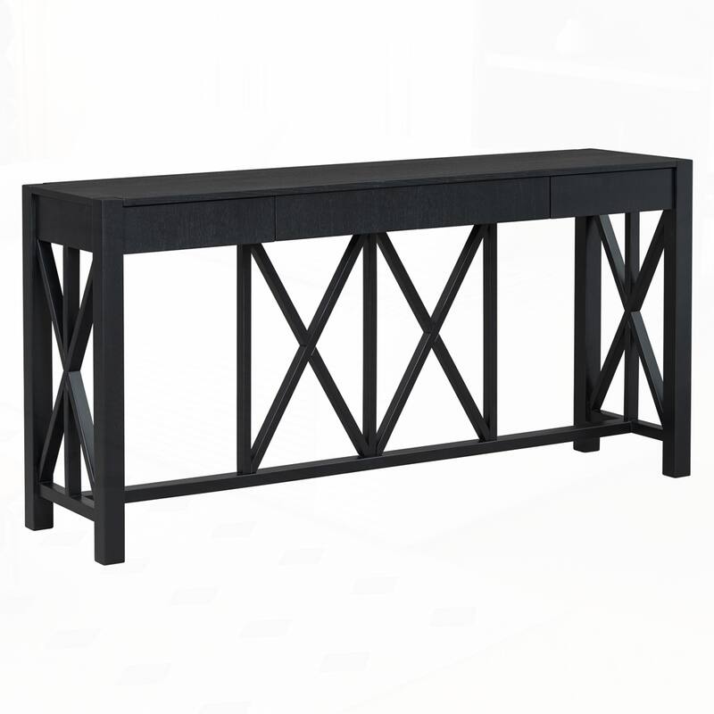 Crisscross Design Entryway Table with Open Bottom Storage