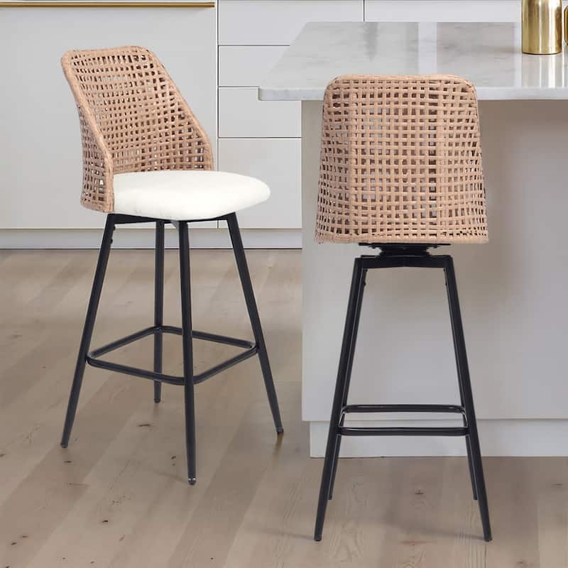 28.8" Indoor Swivel Wicker Barstools