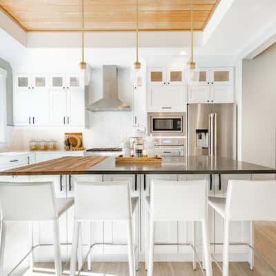 Summer Jazz 60 Watt 1-Light Brushed Gold Transitional Pendant Light with Clear Glass Shade - 8