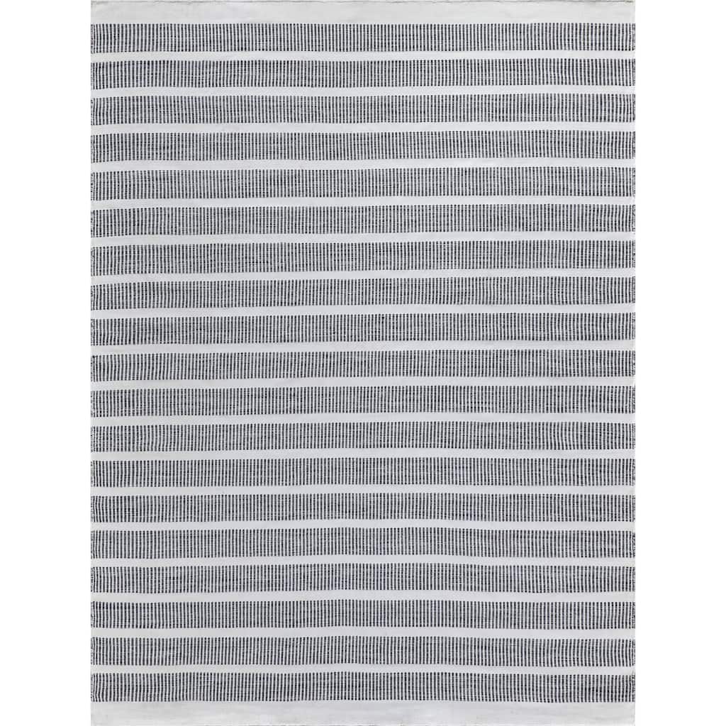 EXQUISITE RUGS Boca Indoor/Outdoor Flatweave PET yarn Ivory/Black Area Rug.