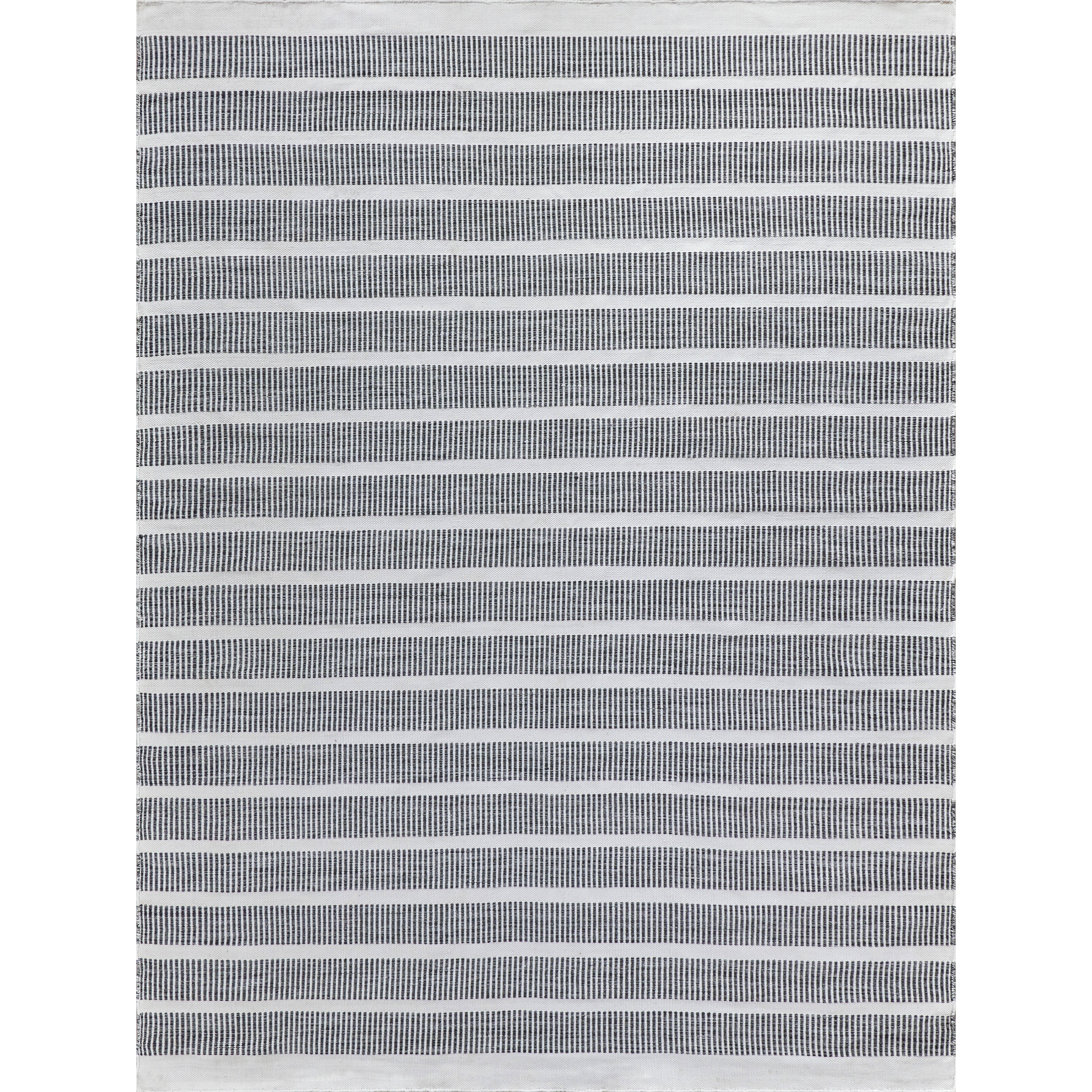 EXQUISITE RUGS Boca Indoor/Outdoor Flatweave PET yarn Ivory/Black Area Rug.
