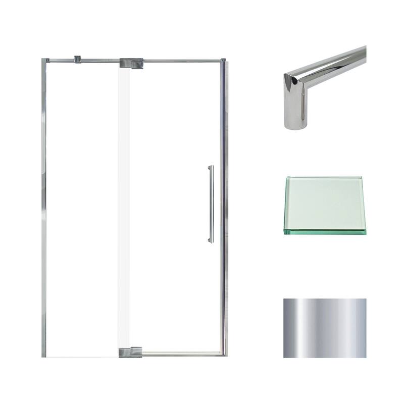 Transolid IPD487610C-T 76" High x 48" Wide Pivot Semi Frameless Shower - Polished Chrome