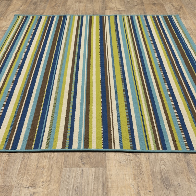 Vista Home Catalina Vertical Multi-Stripe Indoor/Outdoor Rug--