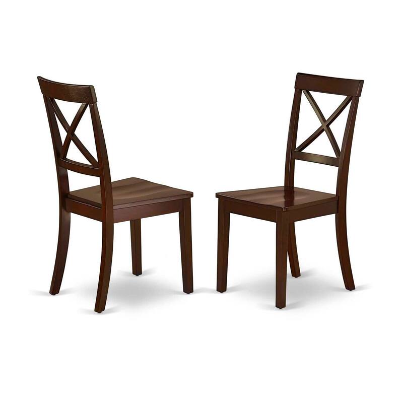 HomeStock 5-Piece Mahogany Finish Solid Wood Top Dining table with 4 Chairs with Drop Leaf Lattice Back