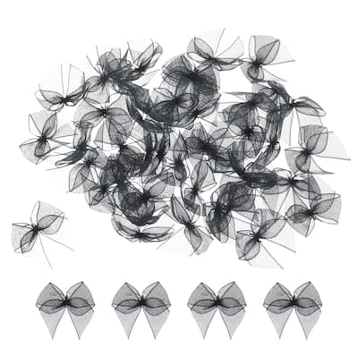 50Pcs Mini Chiffon Ribbon Bow 1" Mini Fabric Satin Craft DIY