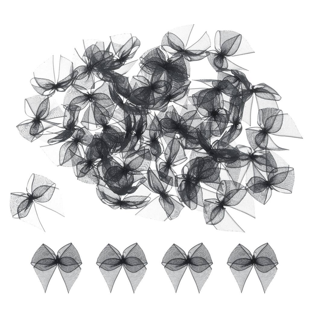 50Pcs Mini Chiffon Ribbon Bow 1" Mini Fabric Satin Craft DIY