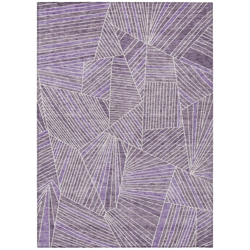 Machine Washable Indoor/ Outdoor Chantille Modern Mosaic Rug