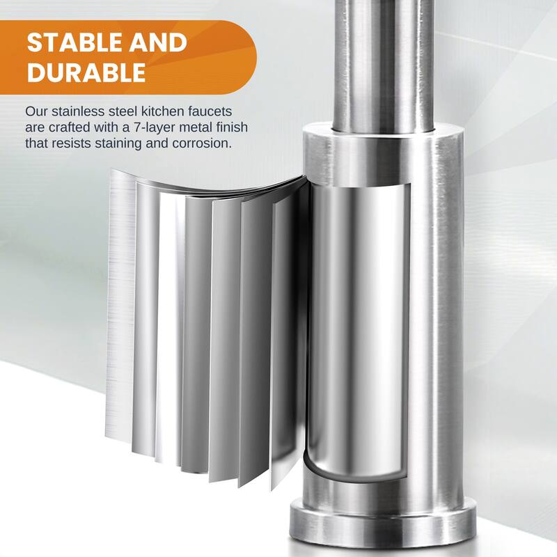 WOWOW Single Handle Pull Down Kitchen Faucet with Soap Dispenser