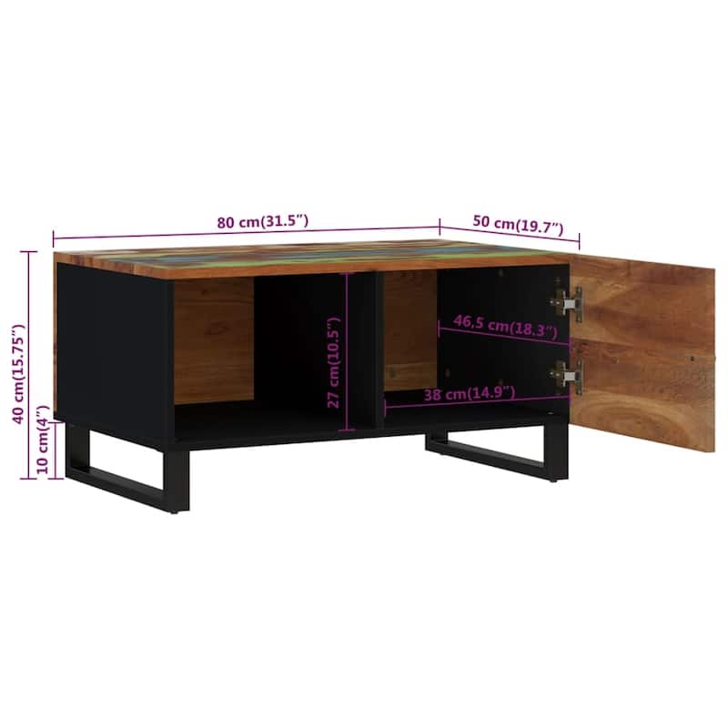 vidaXL Coffee Table 31.5"x19.7"x15.7" Solid Wood Mango&Engineered Wood