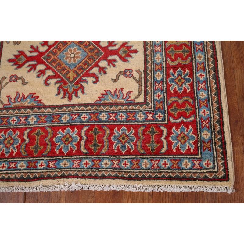 Traditional Kazak Oriental Foyer Rug Handmade Beige Wool Carpet - 3'3" x 4'11"