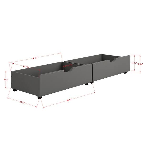 Twin Footboard Panel Bed in Dark Grey with Drawers