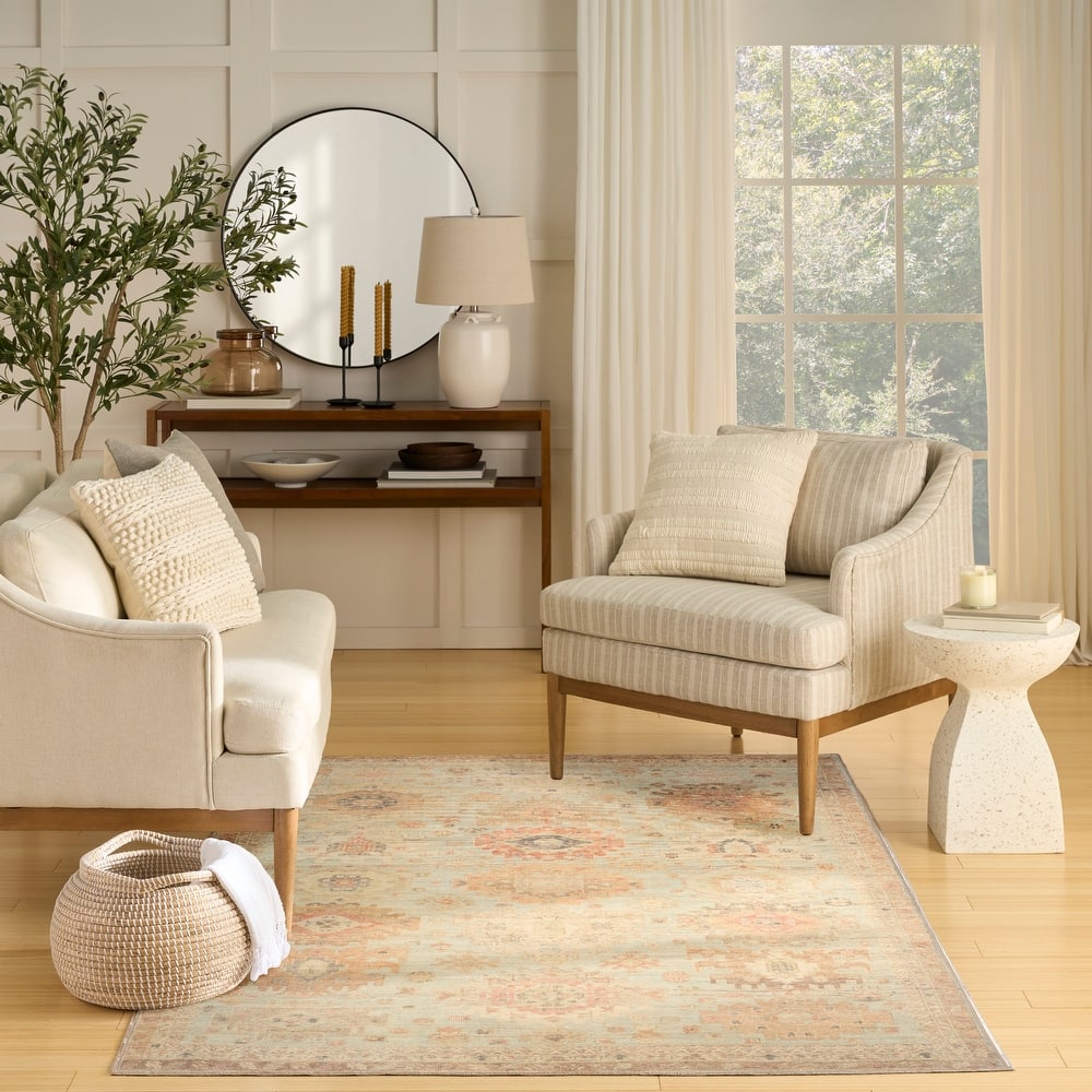 Nourison Vintage Washables Indoor only Green Persian Area Rug