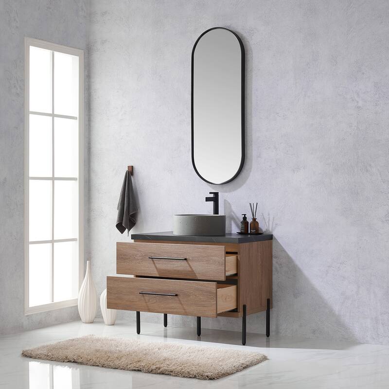 Trento Bath Vanity with Sintered Stone Top with Concrete Sink (R)