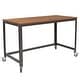 preview thumbnail 3 of 5, Computer Table and Desk in Brown Oak Wood Grain Finish with Metal Wheels