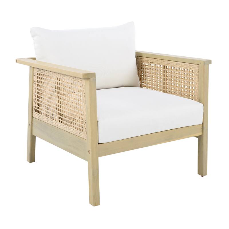 Christopher Knight Home - Solace 4- Piece Solid Wood & PE Wicker Outdoor Patio Conversation Set