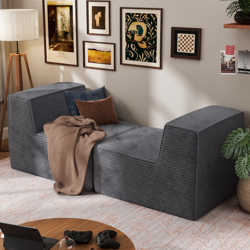 Furniture of America Navir Modern 5-Piece Chenille Foam Modular Sofa and Loveseat Set