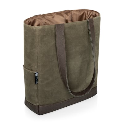 3 Bottle Insulated Wine Cooler Bag - Khaki Waxed Canvas - N/A