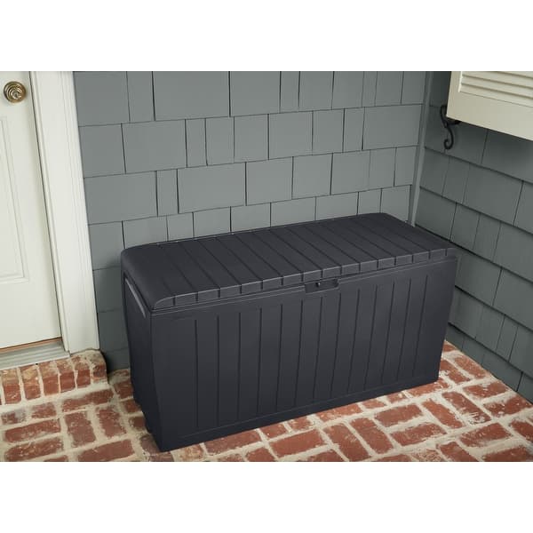 Outdoor 31 Gal. Indoor/Outdoor Storage Box with Lockable Lid for Patio  Cushions,Polypropylene Grey Deck Box