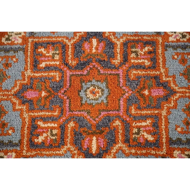 Geometric Kazak Oriental Accent Rug Handmade Blue Wool Carpet - 3'0"x 5'0"