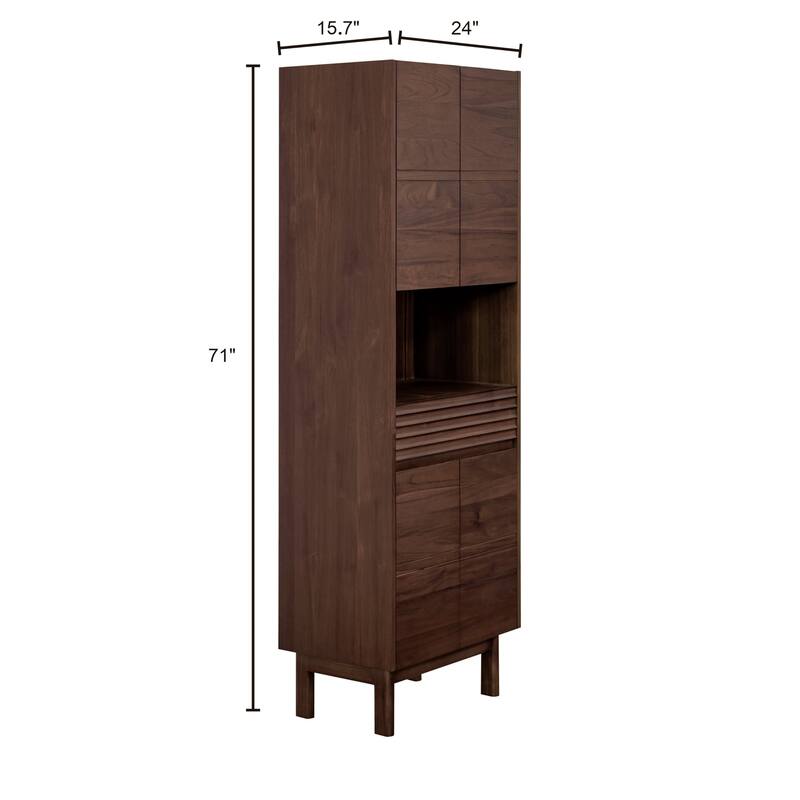 Avanity Carina 24 in. Coffee Teak Freestanding Linen Cabinet - 24"W x 15.7"D x 71"H