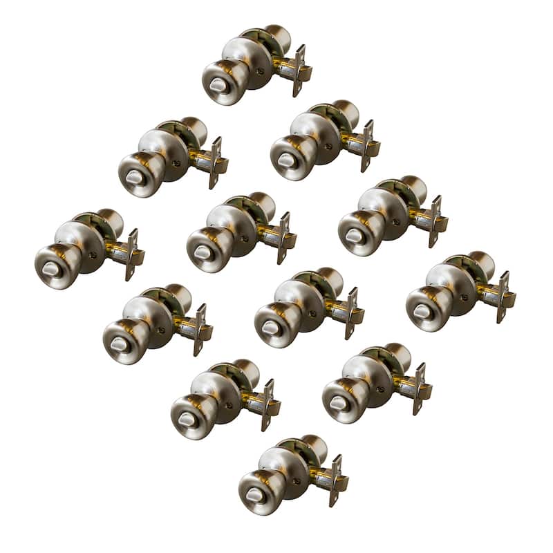 Design House 190835 Terrace 6Way Universal Privacy Bed and Bath Door Knob Satin Nickel 12Pack