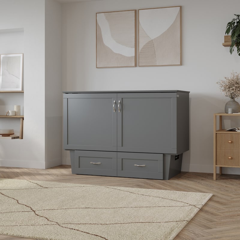 Monroe Full Murphy Bed Chest with 6" Memory Foam Mattress