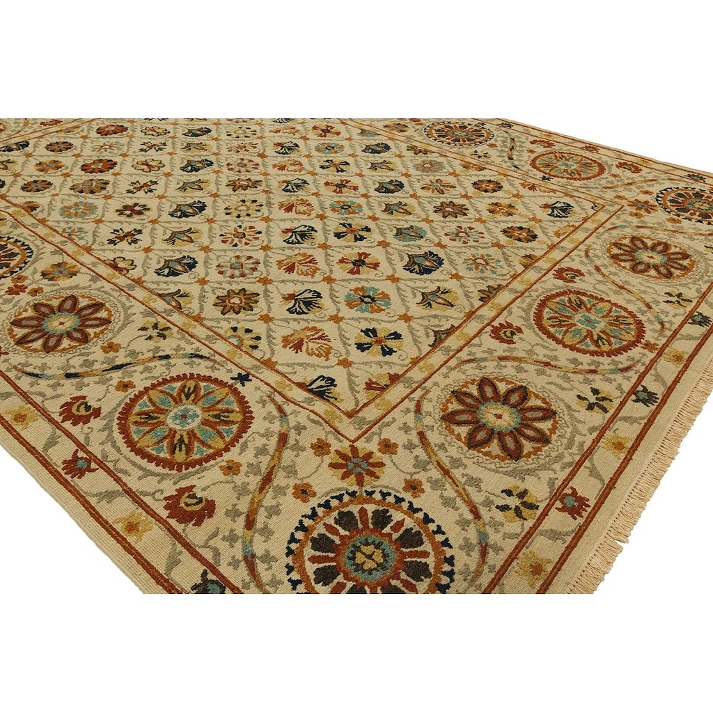 Transitional Multi-Colored Flatweave Wool Area Rug