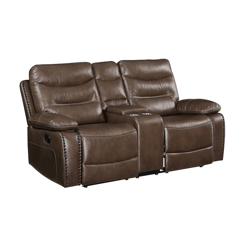 Graton Horizontal Tufted with Nailhead Trim Reclining Loveseat - Brown