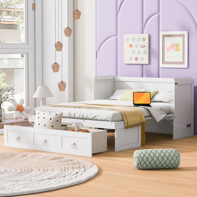Space-Saving Murphy Bed with USB & Large Drawer
