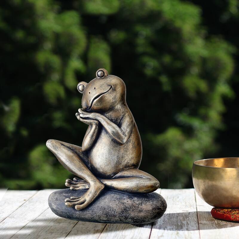 Resin Dreaming Frog On Stone 7"