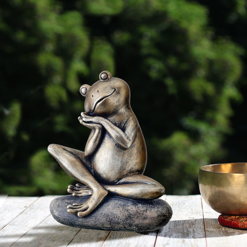 Resin Dreaming Frog On Stone 7"