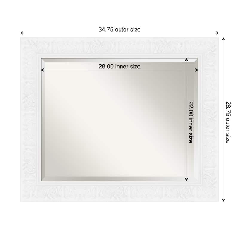 Luxe Beveled Framed Wall Mirror - 35 x 29 in - Luxe White