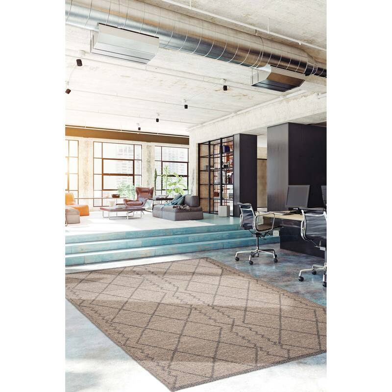 ECARPETGALLERY Braid weave Sienna Grey Wool Rug - 5'0 x 8'2