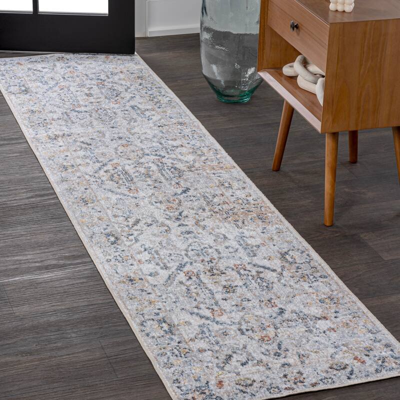 JONATHAN Y Amoeba Rustic Border Low-Pile Machine-Washable Area Rug