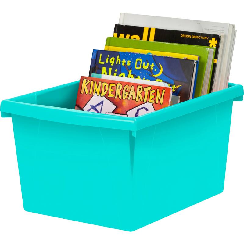 Storex 4 Gallon Storage Bin, Teal, Pack of 3