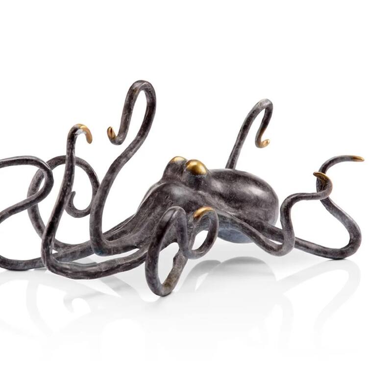 Spi Brass Grasping Octopus Statue - 4 X 9.5 X 5.5 inches