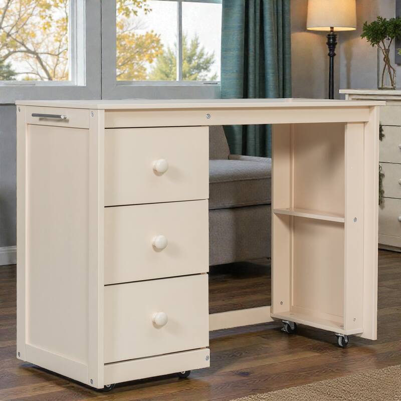 Twin Wooden Loft Bed with Rolling Desk, Storage Drawers and Cabinets, House Style Kids Loft Bed with Stairs