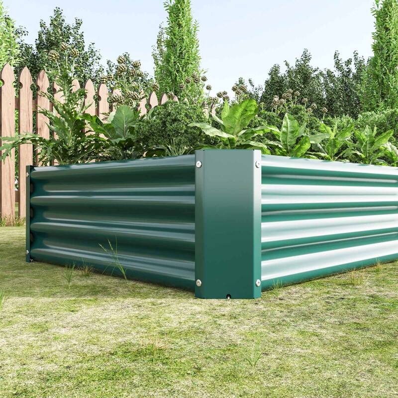 Large Galvanized Metal Raised Garden Bed Open Bottom Rust-Resistant