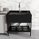 preview thumbnail 1 of 12, Freestanding Laundry Stainless Steel Large Utility Sink Single Bowl - 32*22*40 Black