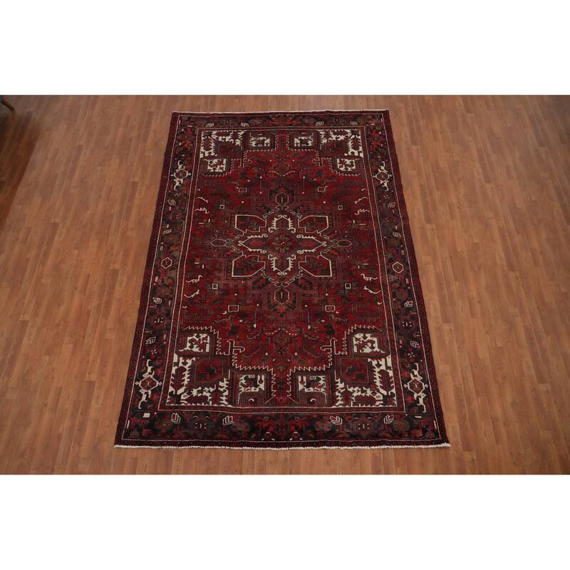 Hand Knotted Oriental 100% Wool Carpet Traditional Medallion Red Heriz Area Rug - 11' 4'' X 7' 9''