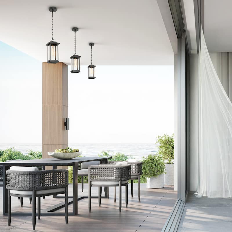 Modern Farmhouse Black 1-Light Outdoor Wall Sconces Glass Patio Lantern