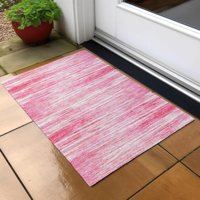 Machine Washable Indoor/ Outdoor Chantille Abstract Stripe Rug
