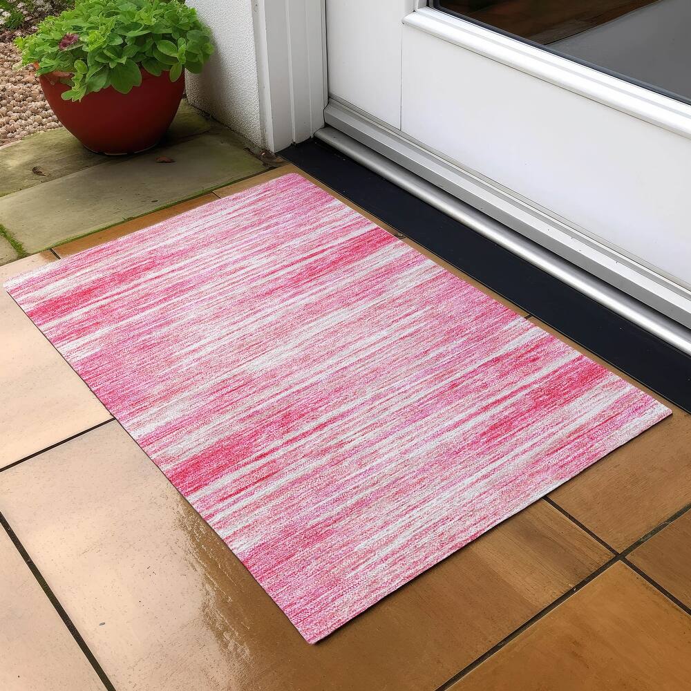 Machine Washable Indoor/ Outdoor Chantille Abstract Stripe Rug