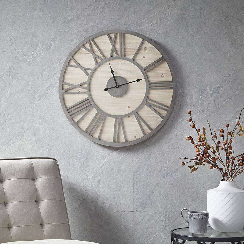 23.6 in Natural with Roman Numeral Wall Clock - 23.6 in